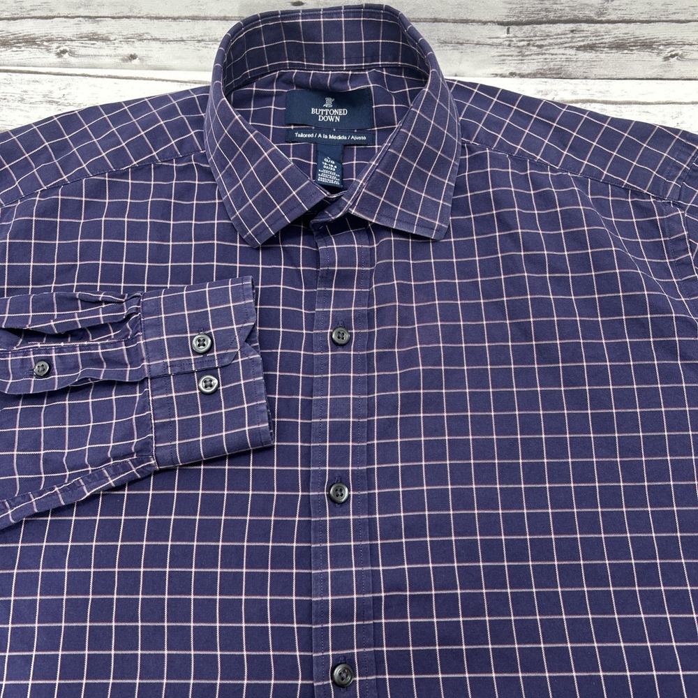 Buttoned Down Brand Shirt Men's Large Tailored Fit Button-Up Plaid SUPIMA Cotton
